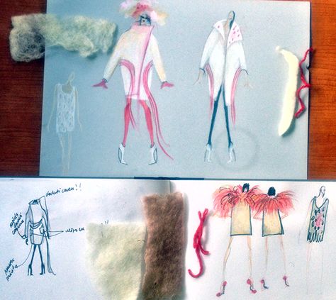 some sketches for a woolen coat and lace wool dress.. with a textile and texture sampels wOOL ProjeCt by Tijana Todorovic, via Behance Fashion Design Process, Fashion Sketchbook Inspiration, Fashion Portfolio Layout, Textiles Sketchbook, Fashion Illustration Collage, Collage Drawing, Fashion Design Sketchbook, Fashion Design Portfolio, Fashion Sketchbook