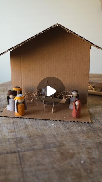 Sibia Torres Padilla | DIYs on Instagram: "Learning what Christmas means to us using things we have at home.  are used cardboard and hot glue for the stable, toilet paper, roll and popsicle sticks for the stable, felt, and Peg dolls for Jesus, Mary Joseph, and the three wise men, lined up the manger with packaging crinkles and we had our DIY nativity  Hope you enjoyed this one. Don’t forget to like and share if you think someone else would enjoy it too." Christmas Manger Diy, Nativity Stable Diy Cardboard, Peg Doll Nativity Diy, Kids Nativity Crafts, Diy Manger Nativity, Diy Nativity Stable, Nativity Crafts For Kids, Christmas Crib Ideas, Instagram Learning