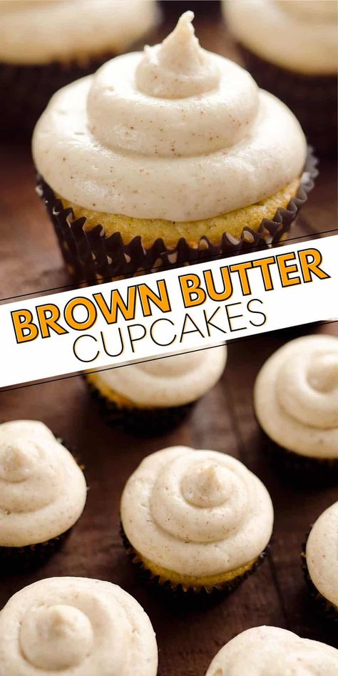 Brown Butter Cupcake Recipe, Brown Butter Cupcakes, Butter Cake Cupcakes, Bbq Desserts, Butter Cupcakes, Sweet Time, Book Diy, Yummy Dessert, Party Food And Drinks