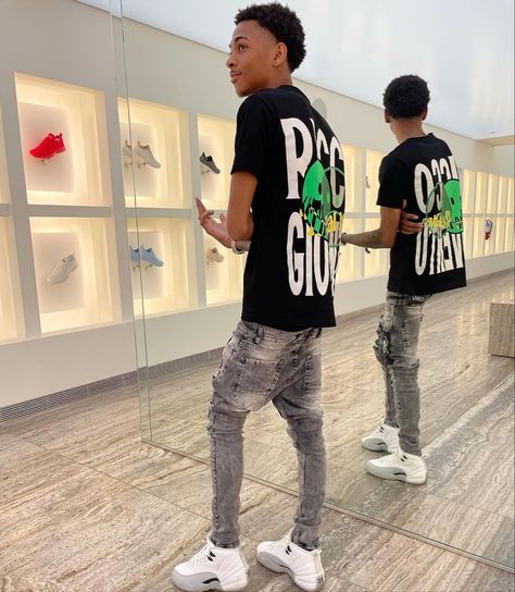 Jordan 13 Outfit Men, Jordan 13 Outfit, Nle Choppa, Drip Fits, Drippy Outfit, Light Skin Men, Nba Outfit