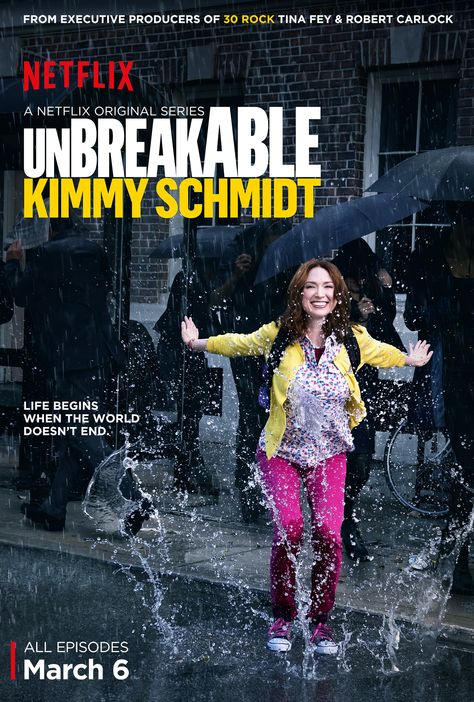 Check out this funny new series on Netflix - Unbreakable Kimmy Schmidt. Jane Krakowski, Ellie Kemper, Kimmy Schmidt, Motion Poster, Unbreakable Kimmy Schmidt, Luke Cage, Netflix Original Series, Anne With An E, Tina Fey