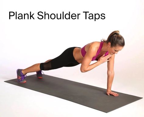 Shoulder Taps, Shoulder Tap, Plank Shoulder Taps, Interval Training Workouts, Personal Training Studio, Sculpted Arms, Arm Fat, Simple Exercises, Plank Workout