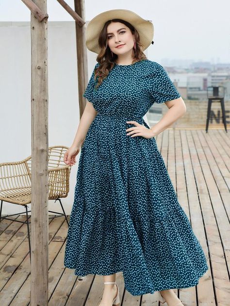 Anushka Wedding, Modest Spring Dresses, Detail Couture, Blue Ruffle Dress, Dress With Ruffle Hem, Plus Size Maxi, Curvy Dress, Plus Size Kleidung, Ruffled Maxi Dress