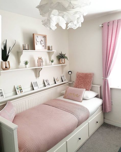 Ikea Girls Bedroom, Small Girls Bedrooms, Small Bedroom Organization, Daughter Bedroom, Single Bedroom, Couple Bedroom, Hemnes, Tiny Bedroom, Room Design Bedroom