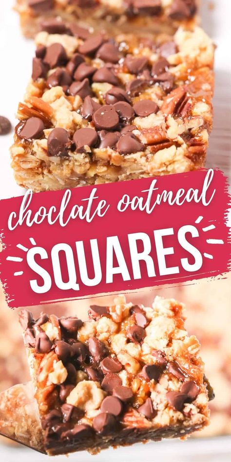 Caramel Oatmeal, Chocolate Oatmeal Bars, Oatmeal Squares, Chocolate Oatmeal, Oatmeal Bars, Amish Recipes, Caramel Chocolate, Fun Easy Recipes, Food Group