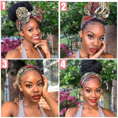 African Head Wraps Tutorial, African Head Scarf, African Head Dress, Bantu Knot Out, Headwrap Tutorial, Braided Scarf, Head Wraps For Women, Marley Hair, Twist Bun