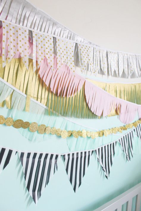 Diy Paper Garland, Tissue Garland, Fabric Garland, Bunting Garland, Diy Garland, Paper Garland, Diy Party Decorations, Diy Party, Diy Paper