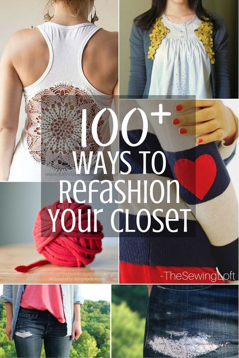 Clothing Refashion made simple! You can transform your closet with this mega list of DIY projects. Gamle T Shirts, Sewing Upcycled Clothing, Clothing Refashion, Diy Clothes Refashion Videos, Diy Clothes For Women, Minimalism Fashion, Clothes Upcycle, Diy Summer Clothes, Clothing Upcycle