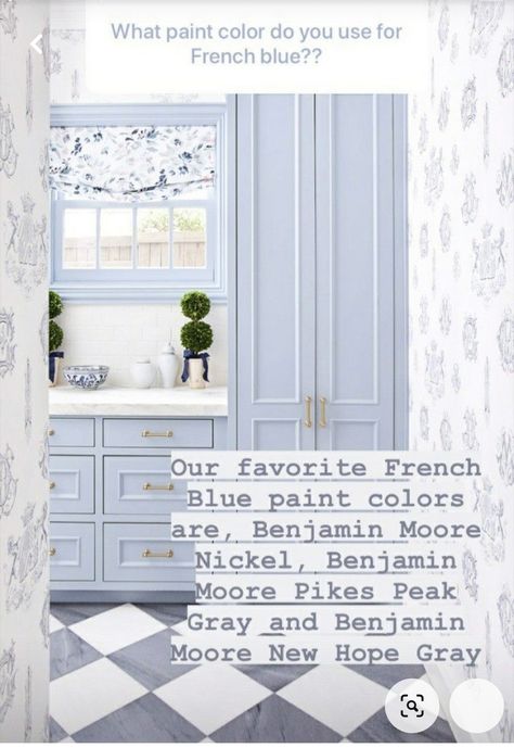 2 Tone Built In Cabinets, Light Blue Accent Wall Bathroom, Caitlin Wilson Paint Colors, Powder Blue Bathroom Paint, French Blue Mudroom, Sherwin Williams Periwinkle Paint Colors, Blue Painted Shiplap Bathroom, Florida Coastal Interior Design, French Blue Furniture Paint