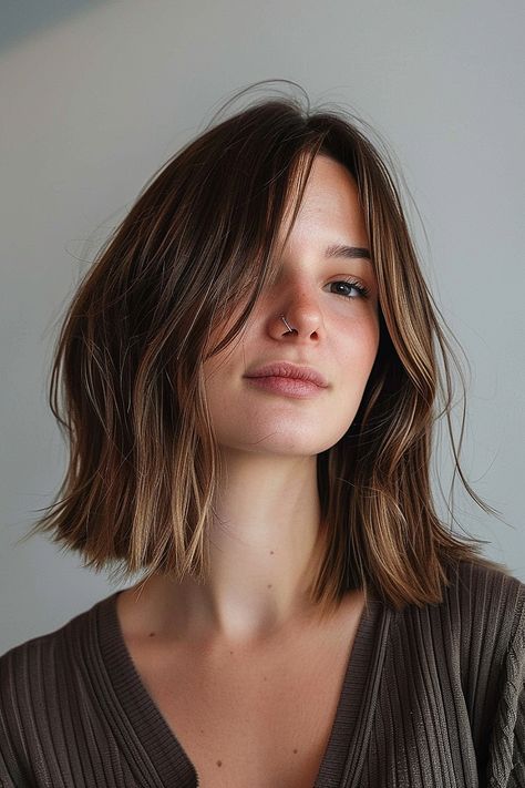 Flattering Layered Haircuts for Fine Hair Curtain Bangs In Your 40s, Haircuts In Your 40s, Long Bob With Curtain Bangs Fine Hair, Curtain Bangs Lob, Layered Bob Hairstyles For Fine Hair, Layered Lob With Curtain Bangs, Soft Layered Lob, Layered Haircuts For Fine Hair, Layered Bob With Curtain Bangs