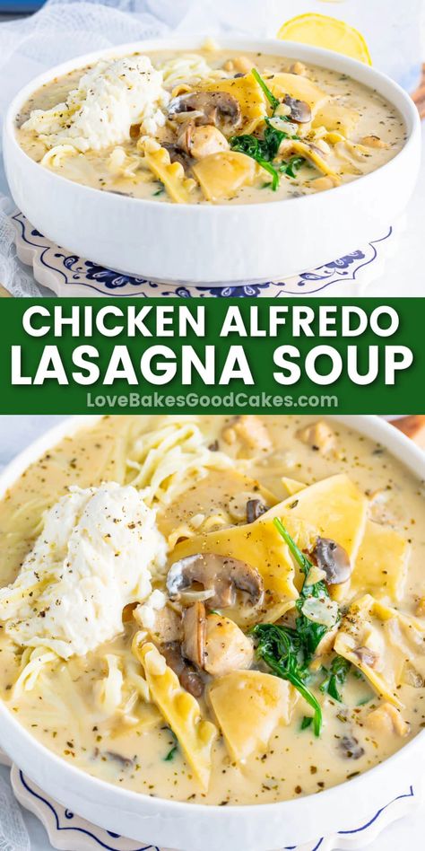 Chicken Alfredo Soup, Alfredo Lasagna Soup, Alfredo Soup, Crockpot Chicken Alfredo, Creamy Chicken Alfredo, Easy Skillet Dinner, Chicken Alfredo Lasagna, Best Easy Dinner Recipes, Alfredo Lasagna