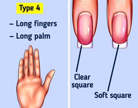 How to Choose the Perfect Nail Shape for Your Hand Squoval Nail Shapes, Long Squoval Nails Design, How To Get Square Nails Shape, Nail Shape For Small Hands, How To Shape Ballerina Nails, Square Nail Beds, Gel Nails Ideas Squoval, Short Nails Ideas Oval, How To Trim Nails