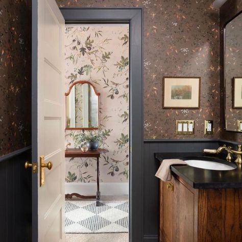 Ventura Design, Kelly Ventura, Modern Southwestern, Room Photography, Maine Living, Pretty Bathrooms, Brown House, Powder Room Design, Beautiful Room