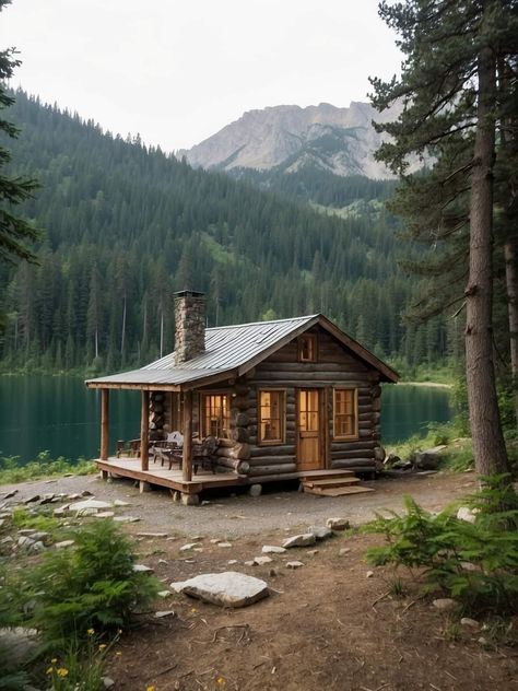 Cottages In The Woods, Tiny Log Cabins, Mountain Hut, Waterfront Cabins, Cozy Log Cabin, Log Cabin Rustic, Cabin In The Mountains, Futuristic Home, West Home