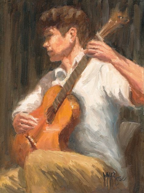 Classical Guitar Art, Art Appropriation, Musician Painting, Aesthetic November, Classical Guitar Aesthetic, Guitar Art Painting, Guitar Illustration, Web Gallery, Guitar Painting