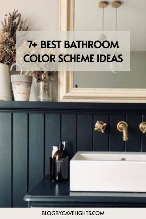 7 bathroom color scheme ideas Master Bath Color Scheme Modern, Master Bath Vanity Color Ideas, Peppercorn Sherwin Williams Bathroom, Colorful Half Bathroom Ideas, Painted Wainscoting Bathroom, Master Bath Wall Color, Small Bathroom Colours, Modern Bathroom Color Schemes, Powder Room Color Ideas