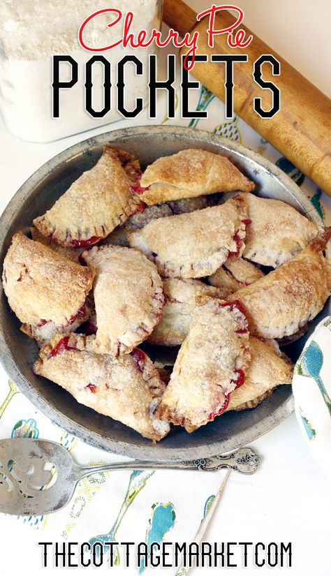 Quick and Easy Cherry Pie Pockets - The Cottage Market Easy Cherry Pie, Pie Pockets, Pockets Recipe, Cherry Hand Pies, Fried Pies, Pontoon Boats, Cottage Market, Cherry Recipes, Favorite Pie