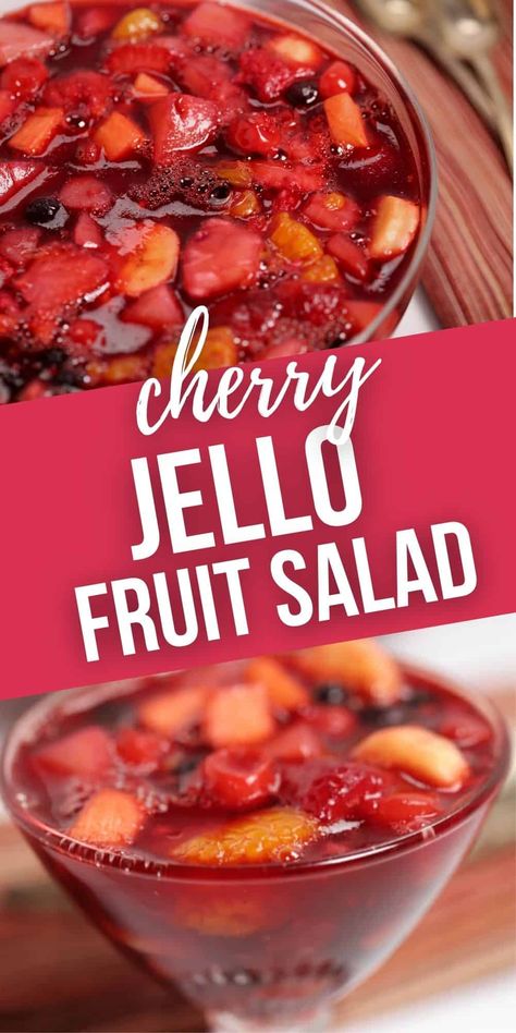 Cherry Fruit Salad, Cherry Jello Salad, Cherry Jello Recipes, Jello Fruit Salad, Jello Deserts, Jello Fruit, Jello Fruit Salads, Jello With Fruit, Jello Mold Recipes