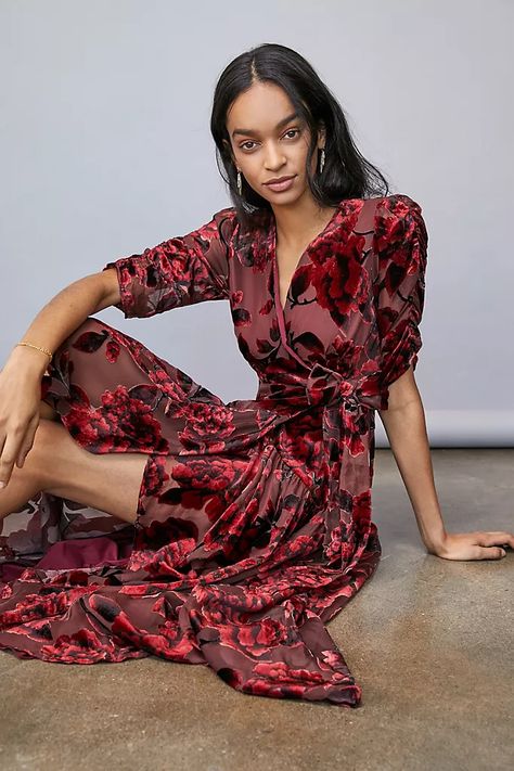 Giulia Burnout Velvet Maxi Dress | Anthropologie Fall Wedding Looks, Anthro Style, Burnout Velvet Dress, Velvet Burnout, Velvet Maxi, Velvet Maxi Dress, Burnout Velvet, Beautiful Maxi Dresses, Wedding Guest Looks