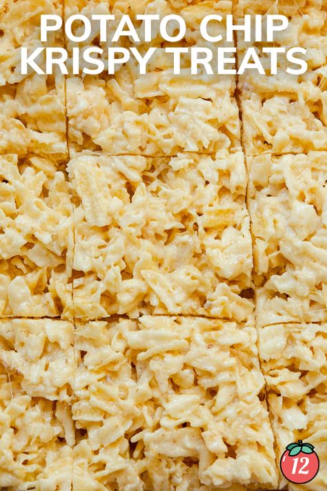 Potato Chip Krispie Treats | 12 Tomatoes Frito Chips Desert, Savory Rice Krispie Treats, Crispy Treats Recipe, Porch Party, Potato Chip Recipes, Cooking Panda, Krispie Treats Recipe, Frito Lay, Krispy Treats