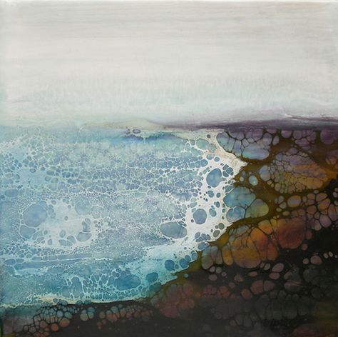 I like this a lot. Looks like a shoreline. Alicia Tormey Encaustic with shellac burn technique Alicia Tormey, Encaustic Tutorial, Encaustic Art Techniques, Encaustic Technique, Encaustic Wax Art, Encaustic Artist, Encaustic Mixed Media, Wax Art, Encaustic Art