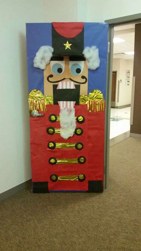 Nutcracker classroom door decoration DIY Nutcracker Door Decorations, Louver Doors, Nutcracker Crafts, Door Decorations Classroom Christmas, Christmas Door Decorating Contest, Christmas Classroom Door, Nutcracker Decor, Nutcracker Christmas Decorations, School Door Decorations