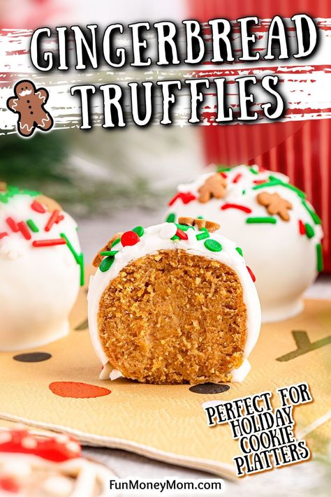 These Easy Gingerbread Truffles are creamy, rich, and filled with all your favorite classic gingerbread flavors. These delicious Christmas cake balls are the perfect way to add a little extra cheer to your holiday festivities. Gingerbread Cake Balls, Gingerbread Cake Pops, Cake Mix Truffles, Holiday Cake Balls, Christmas Cake Balls, Gingerbread Truffles, No Bake Truffles, Easy Gingerbread, How To Make Gingerbread