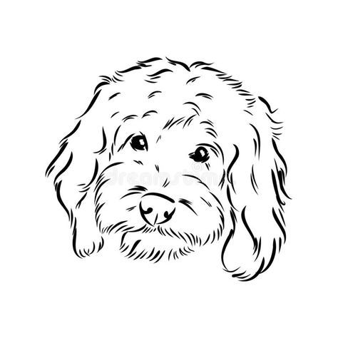 Cavoodle Tattoo, Cockapoo Tattoo Outline, Golden Doodle Outline, Labradoodle Tattoo, Puppy Tattoos, Labradoodle Drawing, Tattoo Perro, Puppy Tattoo, Lucky Tattoo