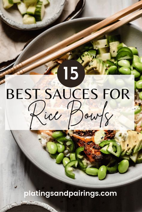 Dressings For Rice Bowls, Easy Sauce For Rice Bowl, Sauce Recipes For Rice Bowls, Bowl Sauces Recipes, Dressing For Rice Bowl, Sauces For Quinoa Bowls, Sauce For Power Bowl, Chicken Rice Bowl Sauce, Rice Bowl Sauce Ideas