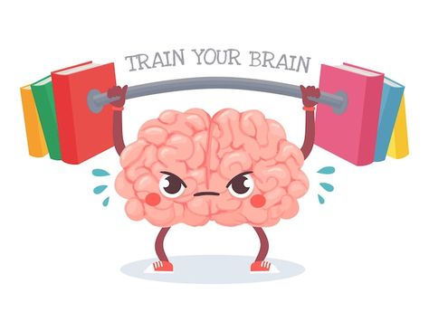 Cartoon Brain, Education Vector, Brain Learning, Brain Art, Barbell Workout, Language Art, Portfolio Websites, Mindfulness Exercises, Lack Of Motivation