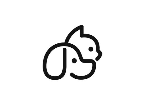 Cat & Dog 3a cute kitten puppy dog animal cat symbol mark logo Pet Logo Design Ideas, Dog Cat Logo, Dog And Cat Logo, Cat Symbol, Pet Icon, Pets Logo, Dog Symbol, Logo Cat, Animal Symbol