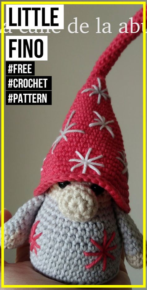 crochet Little Fino free pattern - easy crochet amigurumi pattern for beginners Easy Crochet Amigurumi, Crochet Gnomes Pattern Free, Christmas Crochet Patterns Free, Animal Knitting Patterns, Crochet Xmas, Crochet Christmas Decorations, Crochet Amigurumi Free Patterns, Beginner Crochet Projects, Crochet Amigurumi Free