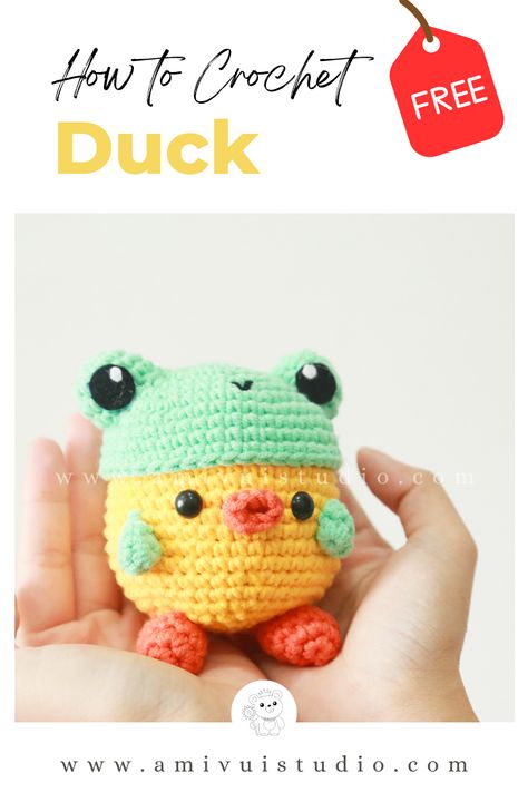 Unlock the enchanting world of crochet through our detailed video tutorial and complimentary pattern subscription. Delve into the art of creating a chubby duck amigurumi adorned with an endearing frog hat. From novice to seasoned crocheters, our step-by-step instructions ensure a seamless crafting journey. Embrace your inner creativity as you bring this adorable character to life, crowned with its whimsical frog hat. Prepare for an engaging and gratifying crochet experience! Duck With Frog Hat Crochet Pattern Free, Frog Hat Crochet Pattern, Frog Hat Crochet, Duck Amigurumi, Frog Hat, Hat Crochet Pattern, Step By Step Crochet, Crochet Hats Free Pattern, Crochet Videos Tutorials