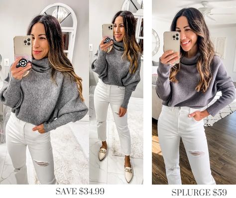 Batwing Sweater Outfit, Oversize Turtleneck, Save Vs Splurge, Amazon Bag, High Quality Leggings, Batwing Sweater, Everyday Casual Outfits, Us Fashion, Amazon Dresses