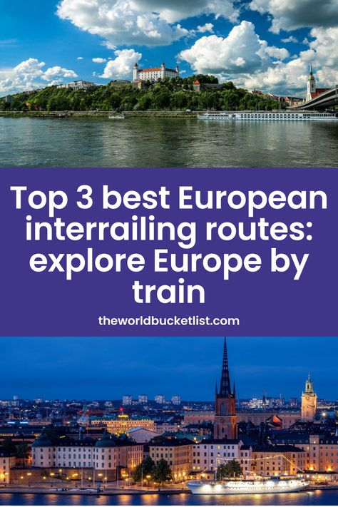 If you’re ready for an adventure, here are the three best European interrailing routes. Europe By Train, Adventure Pack, Train Ticket, Europe Bucket List, Train Tickets, Cities In Europe, Europe Summer, Northern Europe, Bratislava