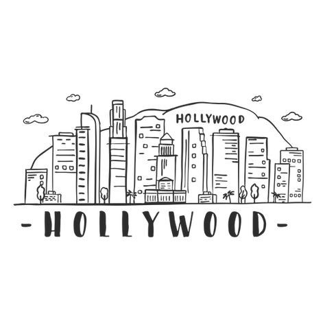 Hollywood Drawing, Mountain Bridge, Sticker Images, Teaching Board, Vegas Skyline, Cute Easy Paintings, Digital Illustration Tutorial, Hollywood Tower, Sticker Png