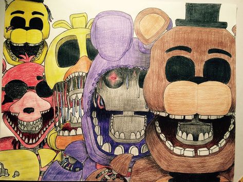 You can't BELEIVE, how long this took! Like about almost 4 hours! And idk what to make the background look like Fnaf Drawings Realistic, Springtrap Sketch, Fnaf Pencil Drawings, How To Draw Golden Freddy, Fnaf Drawing Ideas, Fnaf Drawings Sketches Springtrap, Fnaf Golden Freddy, Arte Glitter, Fnaf Freddy