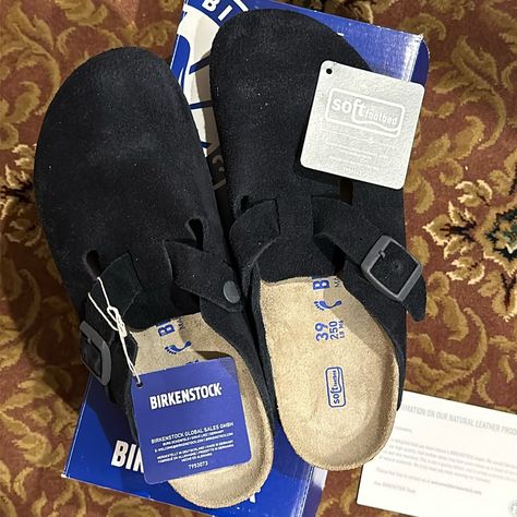 I Am Too Lazy To Return To Birkenstock Directly!While They Fit Like My Other Birk Sandals, I Just Don’t Like The Closed Toe And Would Not Enjoy Wearing Them. They Have Only Been Worn Once In The House To Test Them Out And Are In Excellent, New Condition. They Are A Lovely Deep Navy Blue Suede (Midnight Blue). For Lovers Of The Boston Clog, These Are For You! True To Birkenstock Sizing. Stored In Smoke/Pet Free Home. Birk Clogs, Birks Sandals, Birkenstock Boston Soft Footbed, Boston Soft Footbed, Deep Navy Blue, Boston Clog, Birkenstock Boston, Blue Suede, For Lovers