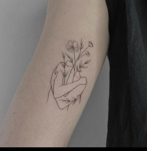 Reborn Tattoo, Self-love Tattoo Ideas, Self Love Tattoo, Single Line Tattoo, D Tattoo, Floral Tattoo Sleeve, Ankle Tattoo, Skin Art, Piercing Tattoo