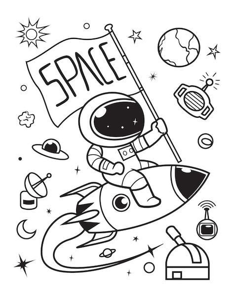 Vector space doodles and astronauts ride... | Premium Vector #Freepik #vector #space-astronaut #cartoon-astronaut #cosmonaut #astronaut Monkey In Space, Rocket Drawing, Free Watercolor Flowers, Space Doodles, Minimal Shirt Design, Astronaut Cartoon, Cartoon Astronaut, Outer Space Party, Space Drawings