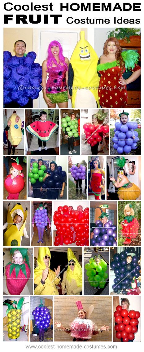 Coolest Homemade Fruit Costumes - Halloween Costume Contest Fruit Costumes Group, Fruit Custome Halloween, Adult Fruit Costume, Fruit Group Costume, Fruit And Vegetable Costumes Diy, Dragon Fruit Costume, Easy Fruit Costumes, Family Fruit Costumes, Fruit Of The Loom Costume