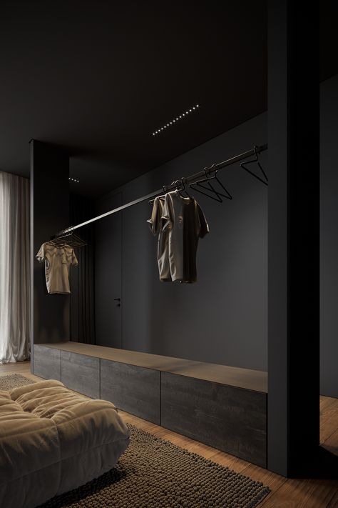 Photography Bedroom, Bedroom Photography, Mens Bedroom Decor, Decorations Bedroom, Luxury Closets Design, Deco Studio, Bedroom Decorations, Bedroom Idea, Minimalist Room