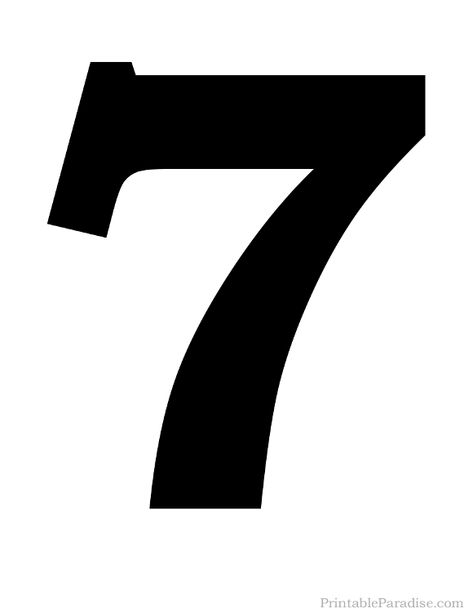 Printable Solid Black Number 7 Silhouette Number 7 Printable, Number 7 Tattoo, Large Printable Numbers, Cursive Numbers, Happy Birthday Photo Editor, The Number 7, Paw Patrol Decorations, Cool Numbers, 7 Number