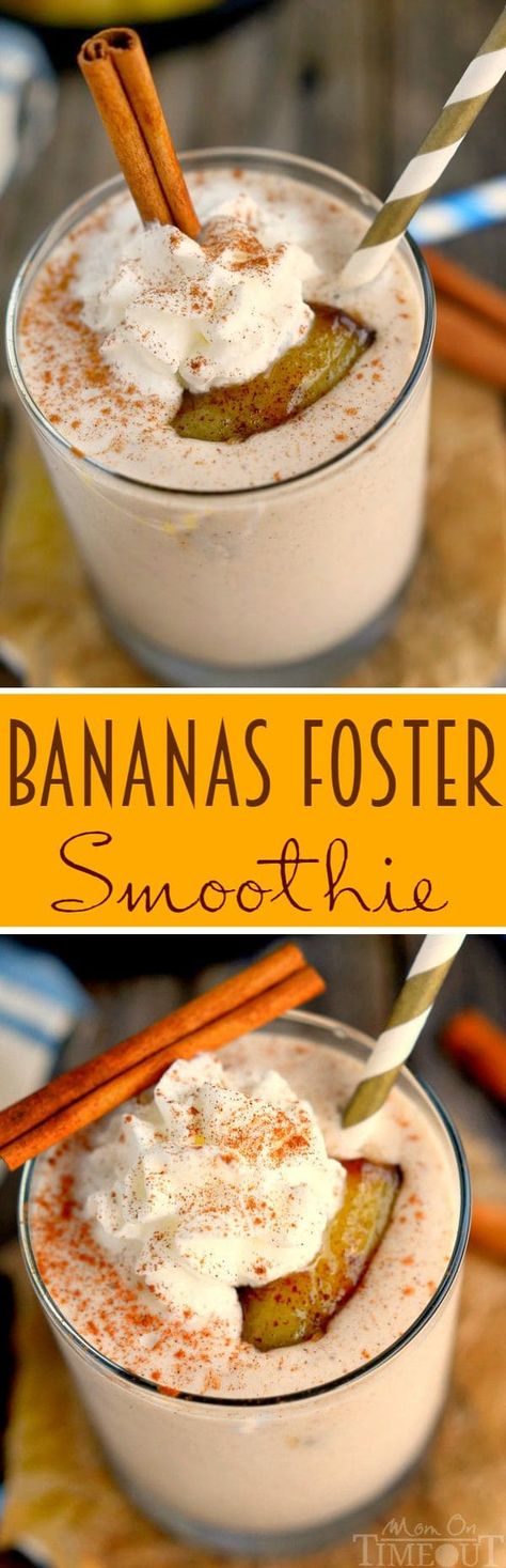 You'll want to wake up to this Bananas Foster Smoothie! Yummy banana and caramel flavors in a protein-packed smoothie - delicious! A sweet and easy breakfast recipe. | MomOnTimeout.com Banana Foster Recipe, Banana Foster, Mom On Timeout, Easy Breakfast Recipe, Breakfast Recipes Sweet, Bananas Foster, Summer Recipe, Delish Recipes, Summer Drink