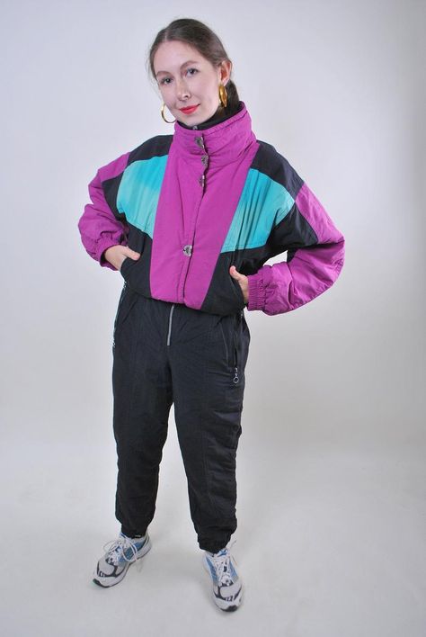 80s dark color ski suit women one piece retro snow suit Size | Etsy Retro Ski Suit, Vintage One Piece, Sport Jacket Men, Retro Ski, Women Ski, Pink Snow, Womens Sports, Ski Suit, Vintage Windbreaker