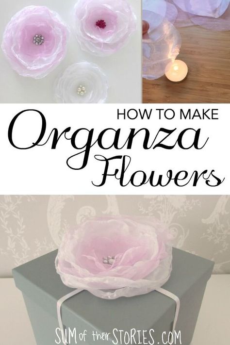 How To Make Chiffon Flowers, Organza Crafts, Organza Flowers How To Make, Organza Flowers Diy, Easy Fabric Flowers, Making Fabric Flowers, Vintage Bouquet, Fabric Flower Tutorial, Handmade Flowers Fabric