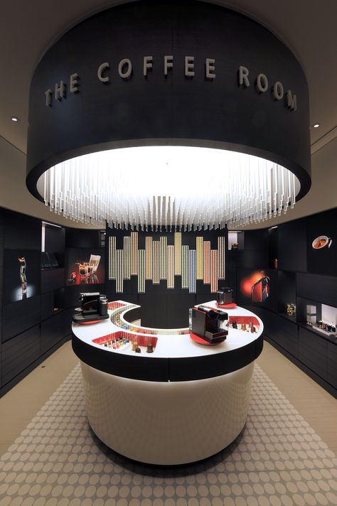 nespresso tasting bar - Google Search Nespresso Coffee Bar, Nespresso Boutique, Nespresso Coffee, Coffee Room, Cosmetic Shop, Coffee Shop Design, Retail Store Design, Cafe Interior Design, Retail Interior