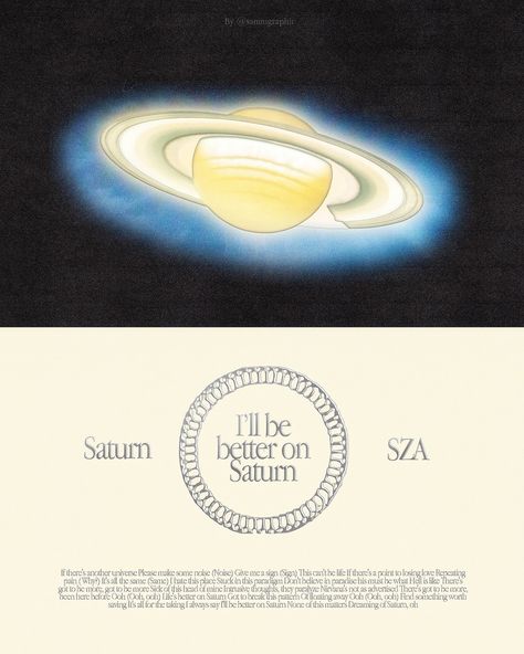 “I’ll be better on Saturn”🪐 From Saturn by SZA Font: Apple Garamond Texture: @andreyazizov Saturn Sza Aesthetic, Apple Garamond, Be Better, Wall Collage, Affirmations, Good Things, Texture, Collage, Wall