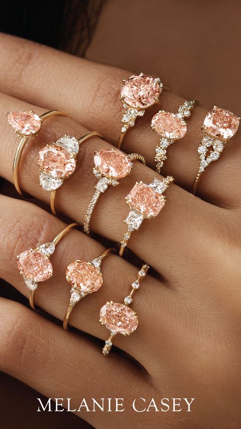 Pink Accent Engagement Ring, Pink Engagement Ring Gold, Pink Diamond Engagement Ring Rose Gold, Engagement Rings Pink Diamond, Pink Diamond Rings, Colored Diamond Engagement Rings, Pink Diamonds Engagement, Morganite Engagement Ring Rose Gold, Pink Diamond Engagement Ring