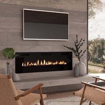 Symple Stuff Scituate Wall Mounted Electric Fireplace & Reviews | Wayfair Electric Fireplace Wall, Recessed Electric Fireplace, Fireplace Tv Wall, Wall Mount Electric Fireplace, Electric Fireplace Insert, Living Room Decor Fireplace, Fireplace Insert, Diy Fireplace, Indoor Fireplace